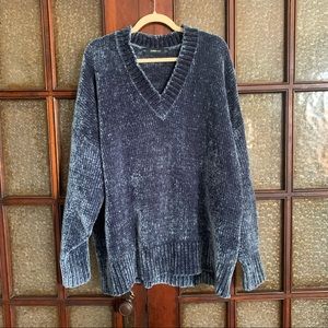Zara oversized chenille v-neck sweater